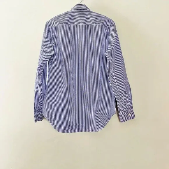 Comme Des Garçons PLAY Navy Blue White Striped Button Front Up Shirt
